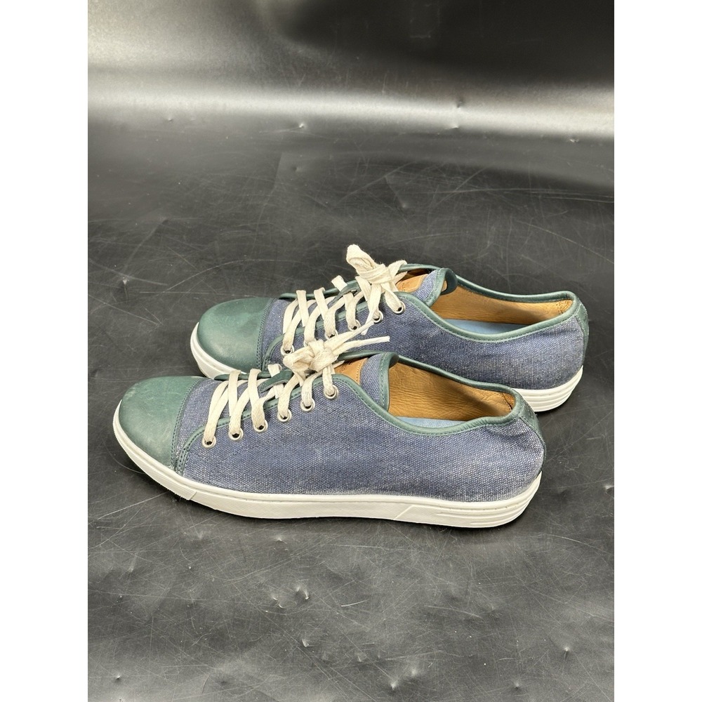 Peter Millar Casuaul Sneakers Shoes Blue Jean green Tip Men's 9.5 M White Lace